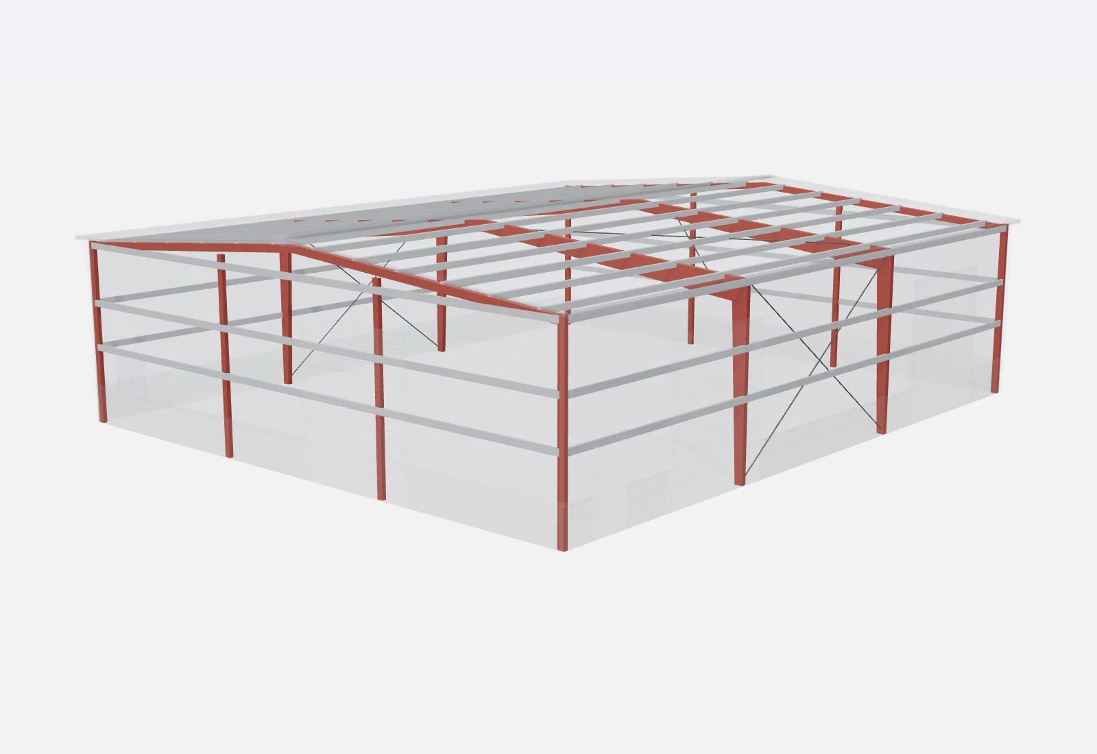 60x70x18 metal building – red iron steel frame