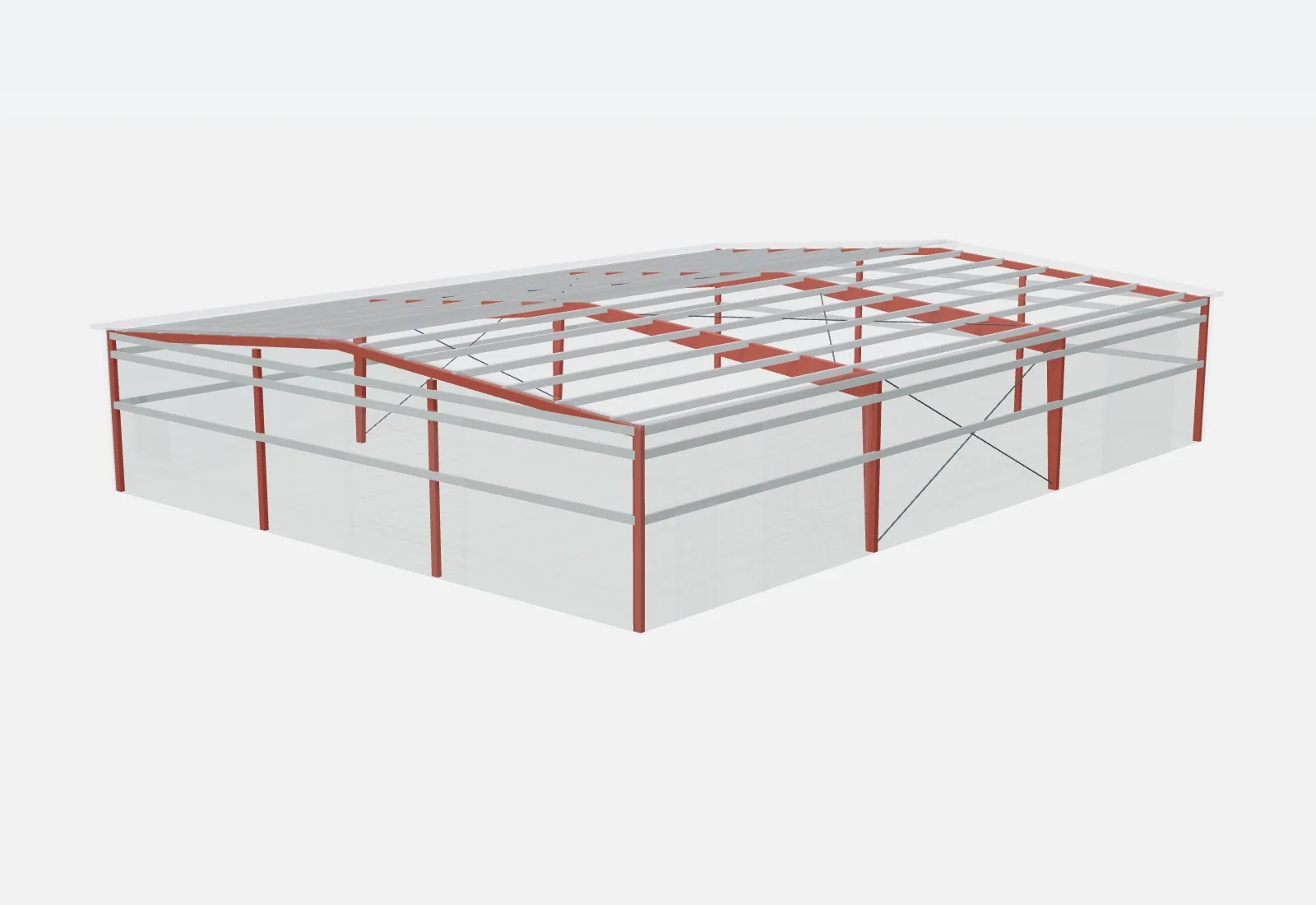 60x80x14 metal building – red iron steel frame