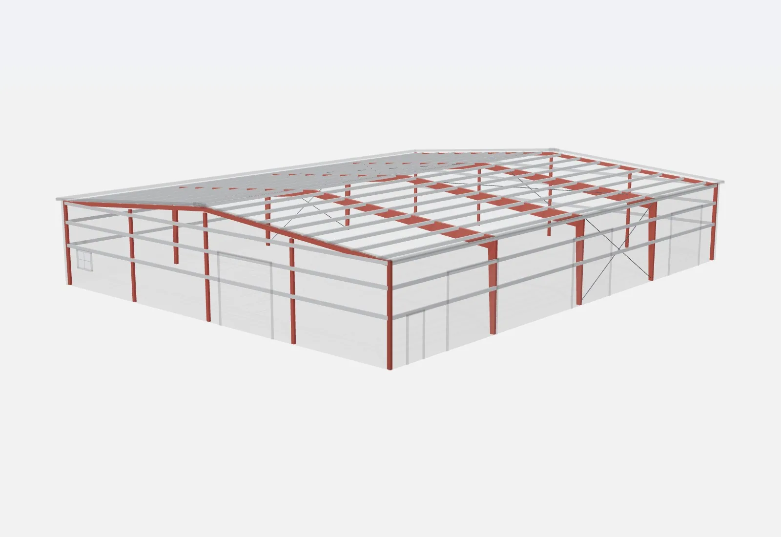 80x100x16 metal building – red iron steel frame