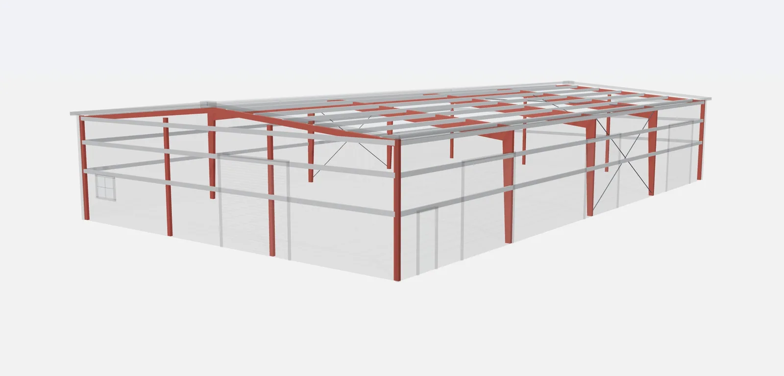 60x100x16 metal building – red iron steel frame