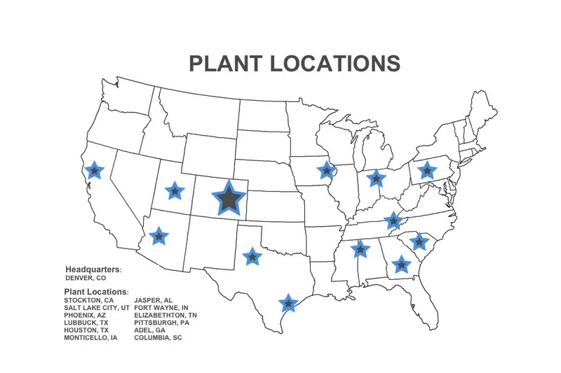 QE Building Co. plant locations map